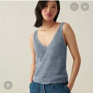 🦋White + Warren Blue Knit Sleeveless Top S NWT